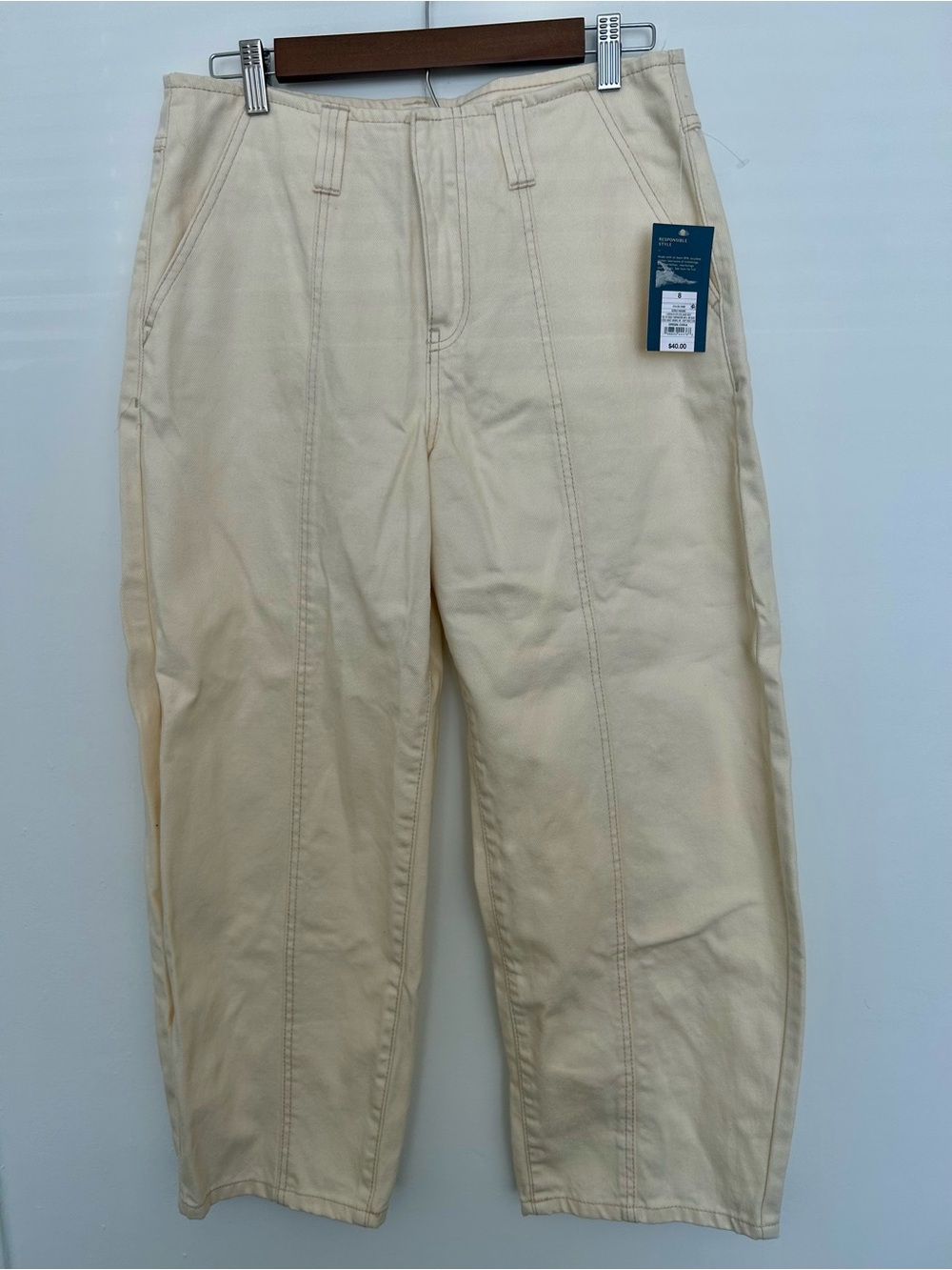 Universal Thread Women’s Cream Barrel Jeans Sz 8 Mid-rise Capsule Coastal Chic